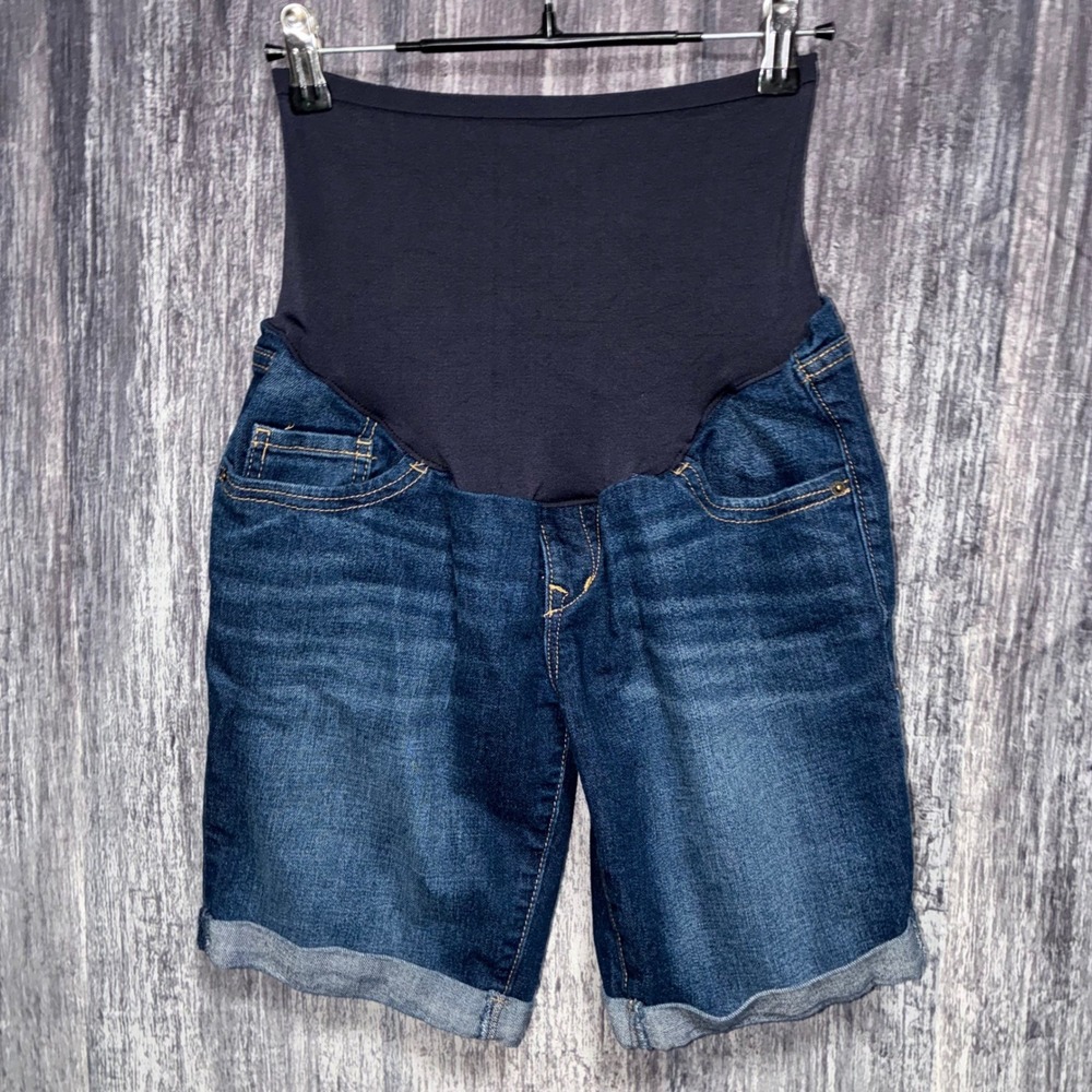 Old Navy‎ Womens Blue Stretch Maternity Bermuda Denim Shorts Size 6